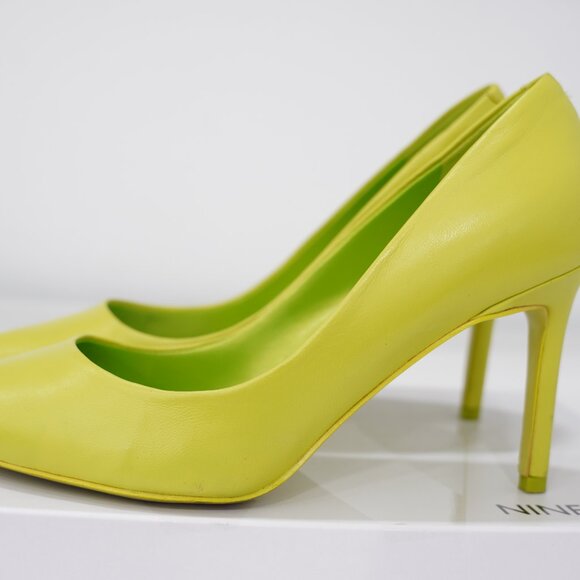 Vibrant Lime Green Statement Heels Classic Pumps Elegant Style - Picture 6 of 7